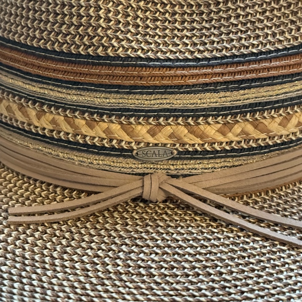 Scala Straw Sun Hat with Black and Tan Accents - Picture 6 of 8